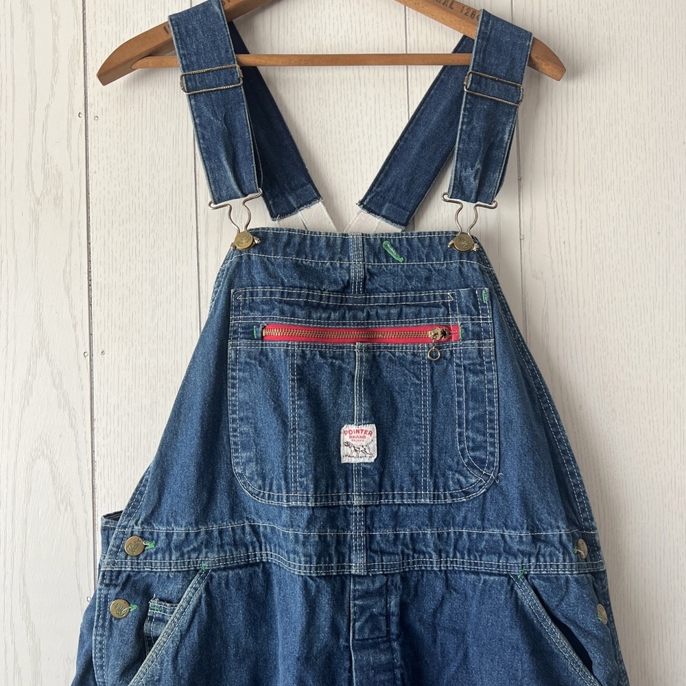 Vintage Pointer Brand LOW BACK Bib Overalls Workwear Mens 38x29 Denim USA